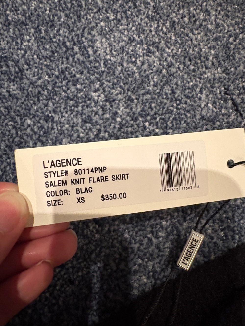 L'AGENCE Black Flared Knit Midi Skirt - Picture 2 of 3